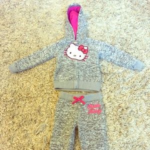 Hello Kitty toddler sweatsuit 2T grey pink sequins